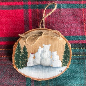 Wood Slice Christmas Ornament // Hand Painted Watercolor image 3