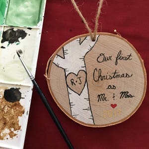 Wood Slice Christmas Ornament // Hand Painted Watercolor image 4