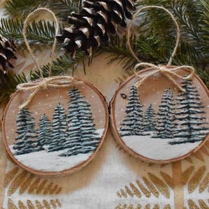 Wood Slice Christmas Ornament // Hand Painted Watercolor image 8