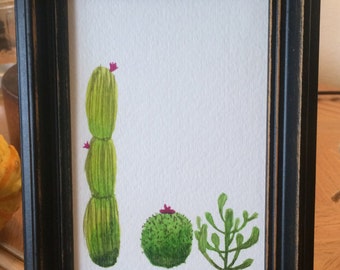 Mini Cacti // Original Watercolor Painting