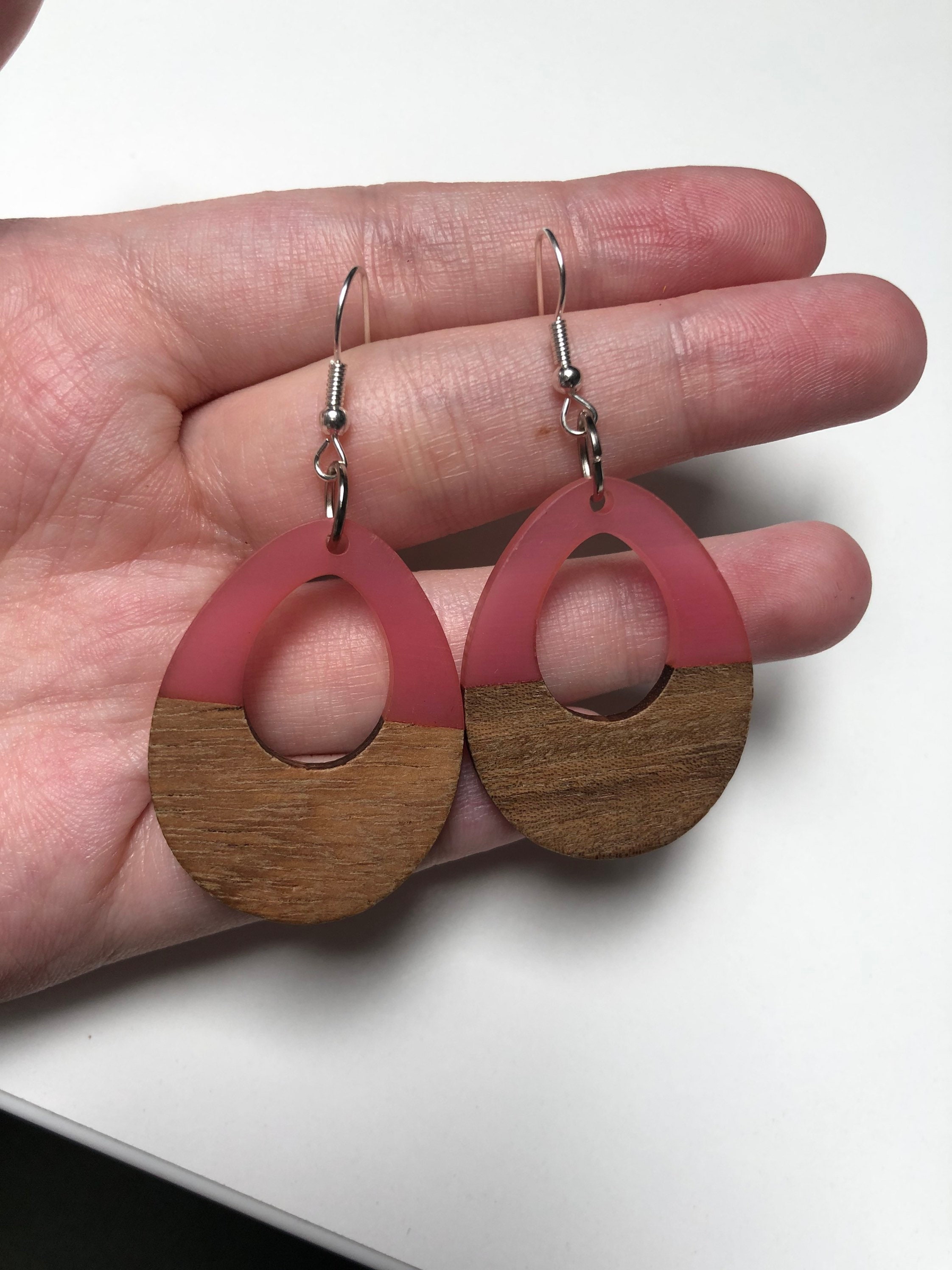 wood and resin earrings