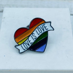 Love is Love Pin, Lesbian/Gay Pride Pin, Rainbow Pin, Heart Pin, Gay Pride Pin, LGBTQIA+ Pin