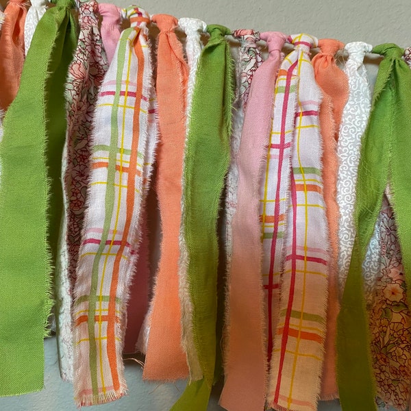 Fabric Garland/Bunting in Boho, Shabby Chic Style, Fabric Banner for Party Decor, Home Decor