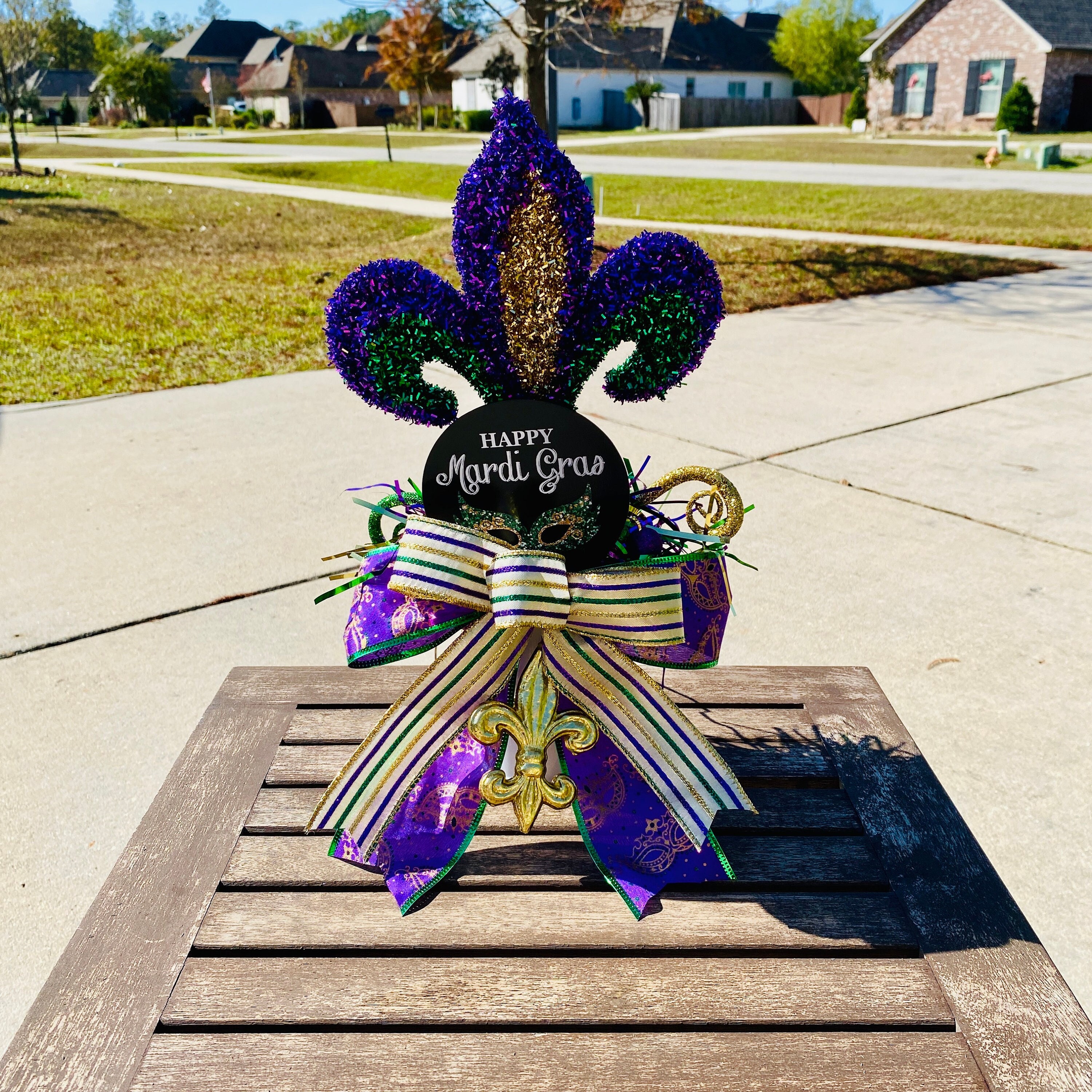 Mardi Gras Celebration Arrangement/centerpiece With Glitter Fleur-de-lis. -  Etsy, image size:3000x3000