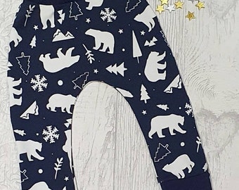 Winter Bears Baby /& Toddler Romper Handmade To Order Cloth Bum Fit Dungarees Stretch Baby Outfit Baby Clothing Christmas Autumn Winter