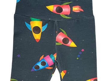 Rockets Cycle Shorts, Baby & Toddler, Handmade, Stretchy and Comfy, Cotton Jersey, Gender Neutral, Summer Shorts, Gift For Space Lover