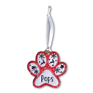 Decoração personalizada de Natal com estampa de pata de animal de estimação, decoração de árvore de Natal, enfeite, Papai Noel secreto, alfabeto, personalizado, feito à mão, gato, cachorro