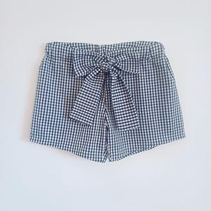 Shorts d'été vichy pour filles, shorts d'école, uniforme d'été, tenue, fait main sur commande, alternative, noeud, robe d'été courte.