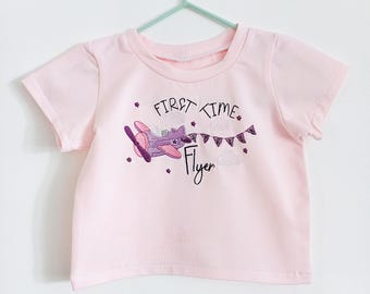 First Time Flyer Personalised T-Shirt, Handmade and Embroidered, My First Holiday, First Flight, Holiday T-Shirt, Baby & Toddler, Girls