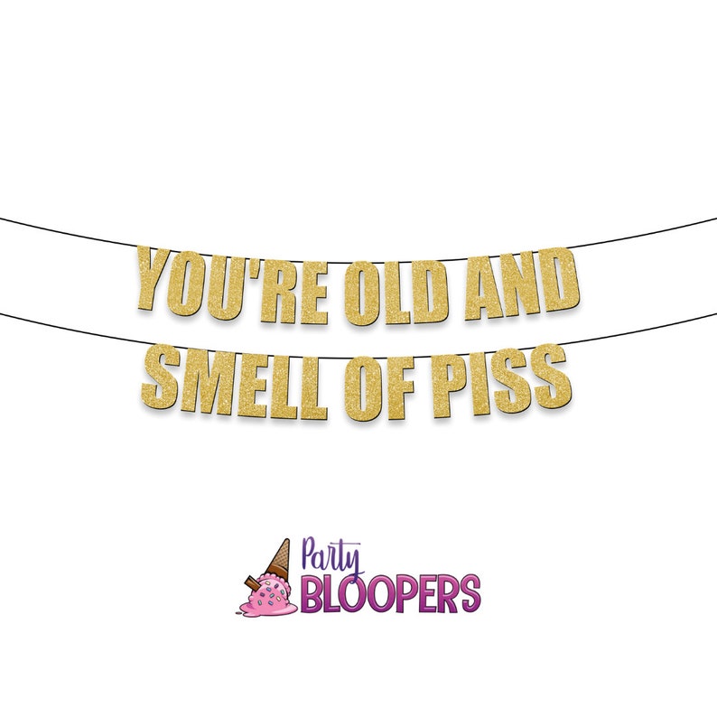 You're OLD & SMELL of PISS - Rude/Funny 40th, 50th, 60th, 70th Birthday Party Banner Decoration