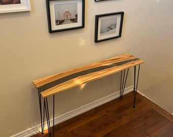 Epoxy River Table, Hallway Table, Entry Table, Custom, Handmade, Live Edge, Olive wood