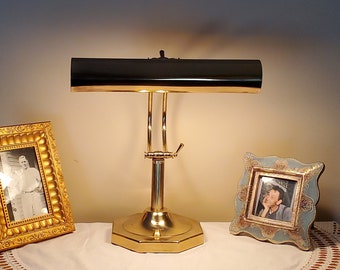 Vintage Brass Banker's Lamp, Adjustable Lamp, Desk Lamp, Swan Neck, 15 1/2" high, Accent Lamp, Piano Lamp, Office Decor, Free Shipping in US
