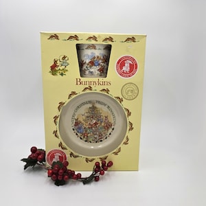 Vintage Royal Doulton Children&#39;s Christmas Bunnykins Mug & Plate Set - New in Package
