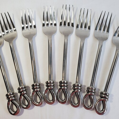 Beautiful Vintage Handcrafted Rope Handle Silverware, 39 Piece Set, Thai Asian Design, Flatware, Made in Bangkok, Dining, shops Serving