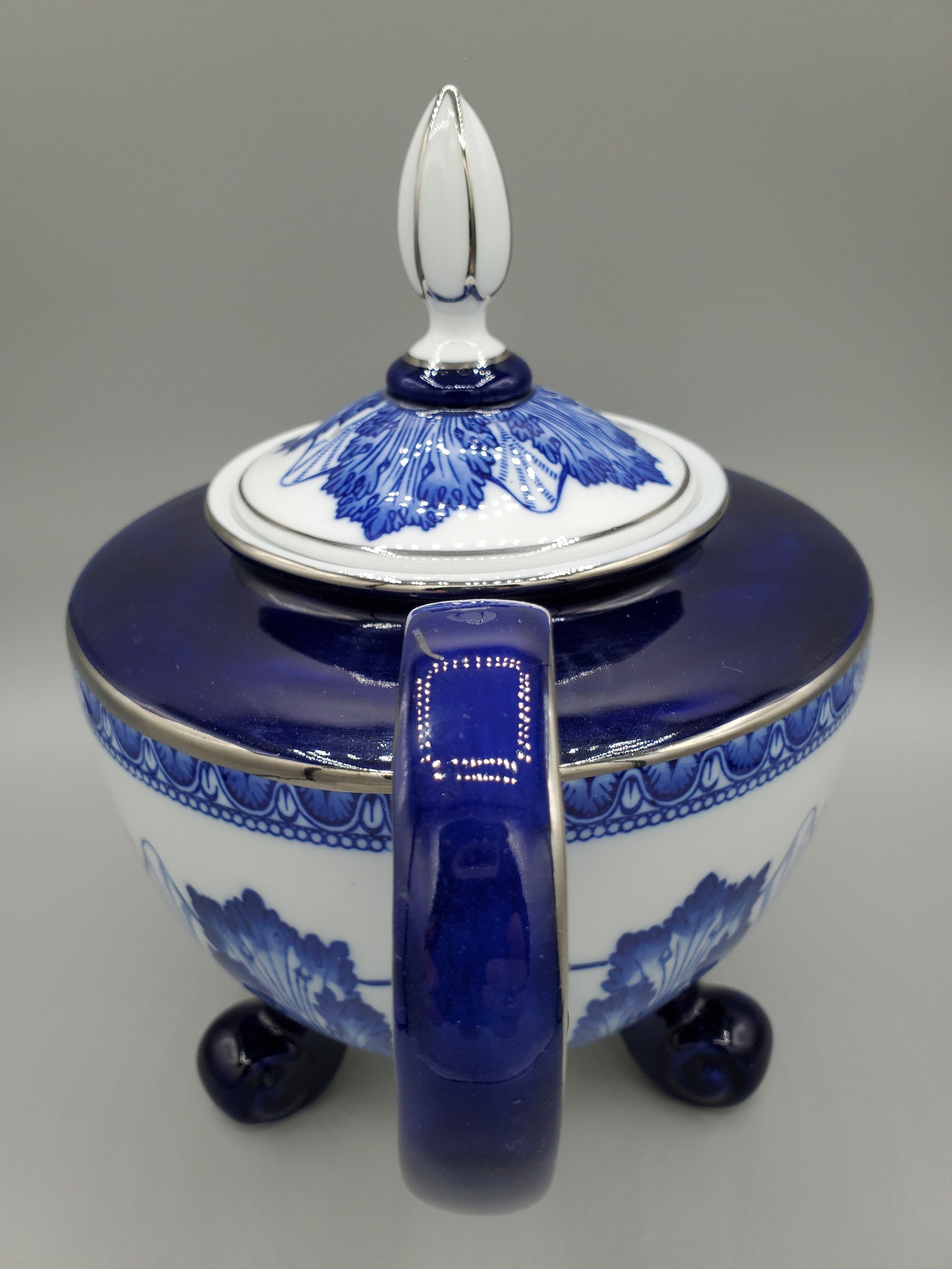 Bombay Company Blue and White Large Footed Teapot With Lid Etsy