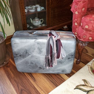 Vintage 20&quot; American Tourister Hard Shell Suitcase, Metallic Gray, Luggage, Vintage Suitcase, Marbled Charcoal Gray, Mint Condition