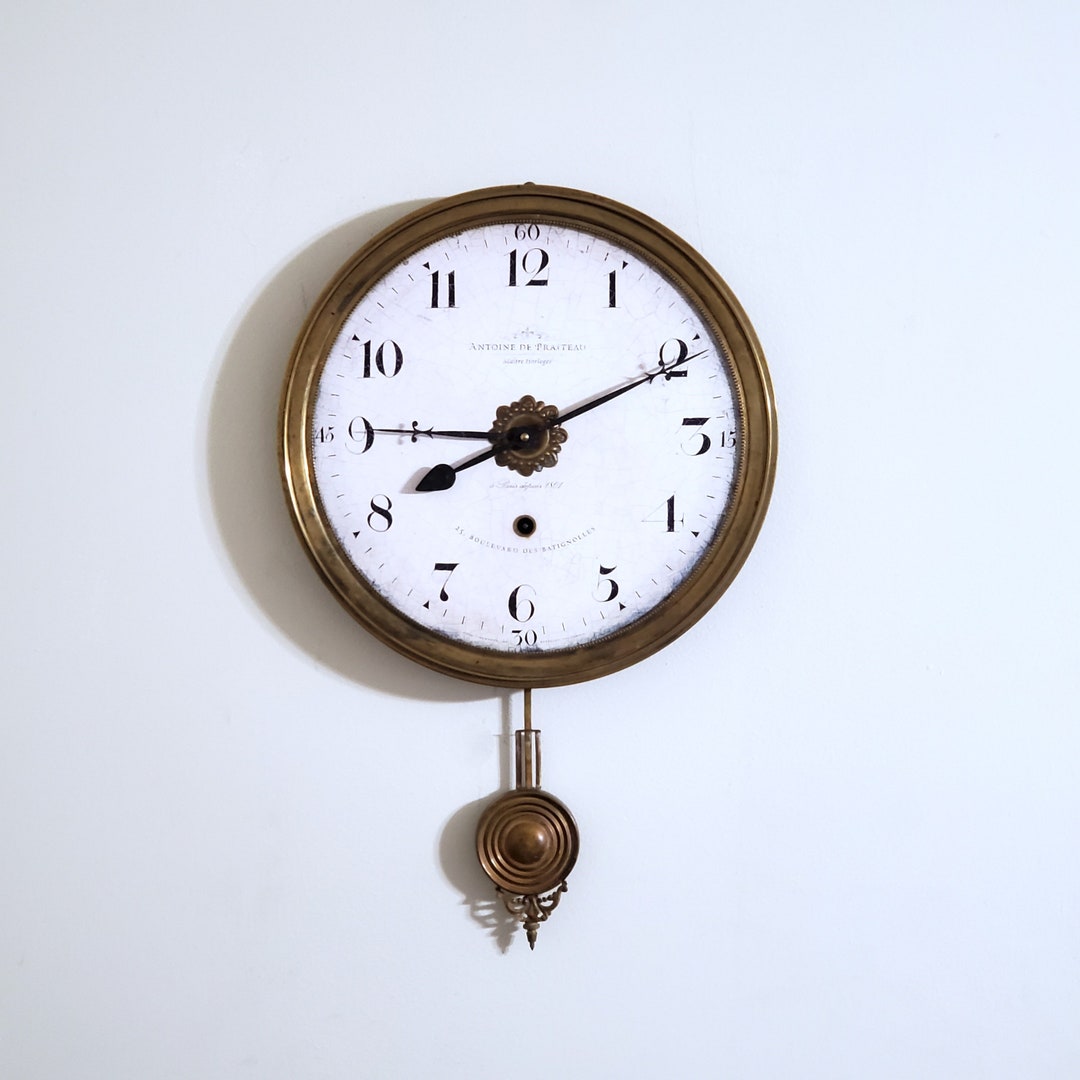 Vintage Timeworks 14 French Gallery Wall Clock, Pendulum Clock, Regency