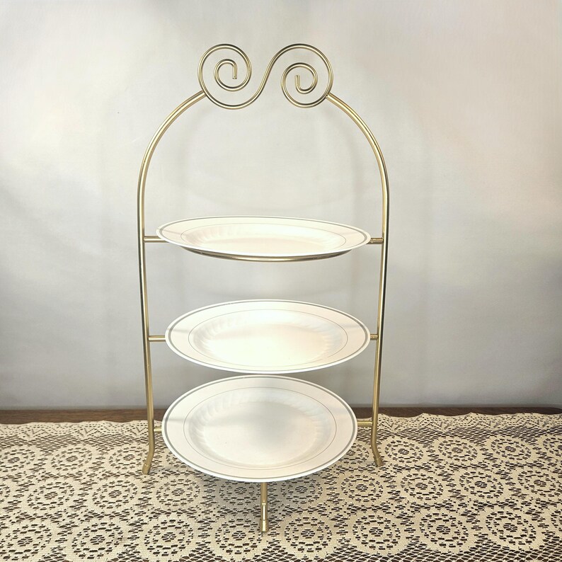 Vintage Burnished Gold 3-tier Plate Rack, Pie Rack, Dessert Stand - Etsy