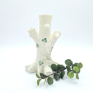 Vintage Belleek Vase, Tree Trunk Vase , Belleek China , Irish Porcelain , Made in Ireland , Irish China , Green Mark Vase Belleek, Mint