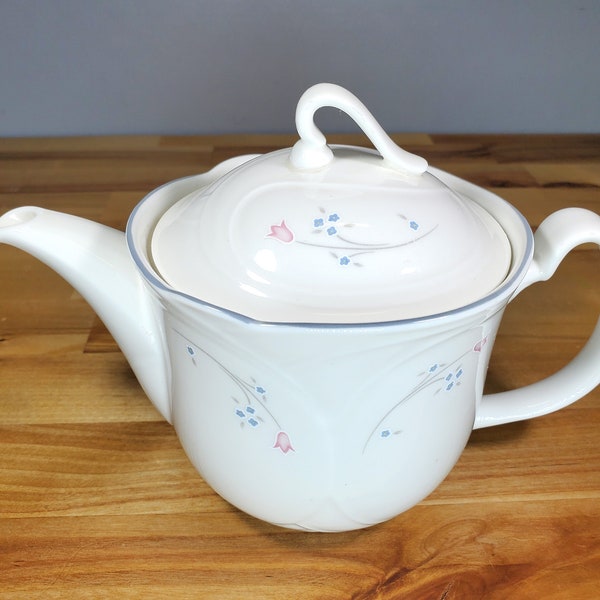 Vintage Royal Doulton Floral Teapot . 2 cup Single Serving . RD79 Pattern . Pink & Slate Blue Flowers . Gift for her