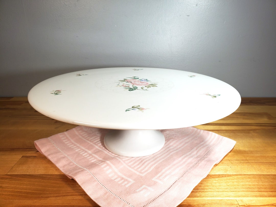 Vintage 12 Ceramic Pedestal Cake Stand. Gorham Lady Anne Etsy