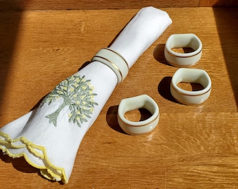 New Ceramic Cream & Gold Napkin Holders, Gorham Ceramic Napkin Holders, Set of 4, Formal Tableware, Table Setting, New in Box, Vintage