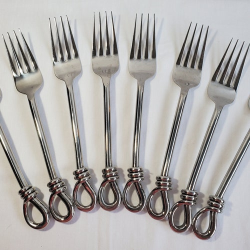Beautiful Vintage Handcrafted Rope Handle Silverware, 39 Piece Set, Thai Asian Design, Flatware, Made in Bangkok, Dining, shops Serving