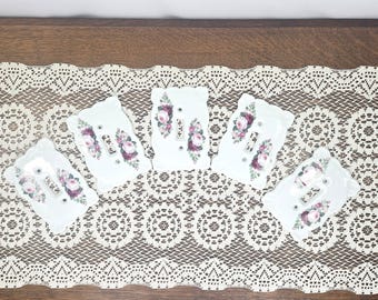 Vintage White Ceramic June Rose Floral Single Light Switch Covers, Set of 5,  Scalloped Edges, Victorian Decor, Floral Light Switch Covers