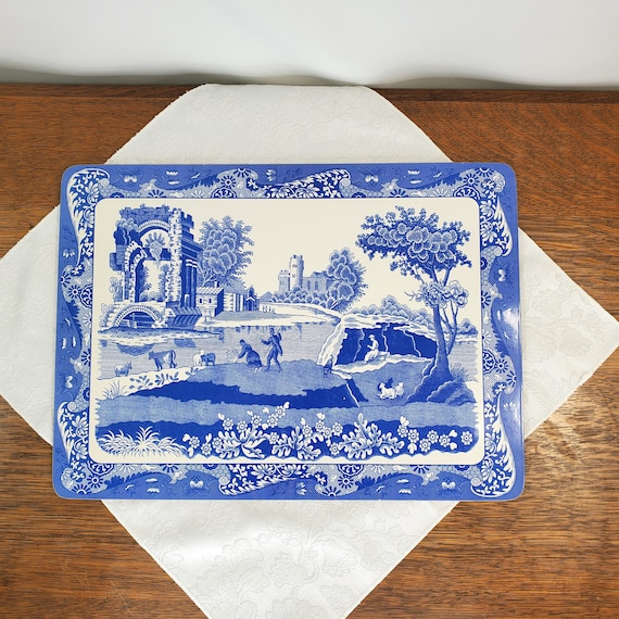 Vintage Large Pimpernel Spode Blue Toile Placemat: Oriental Scene, Made in  England, 15