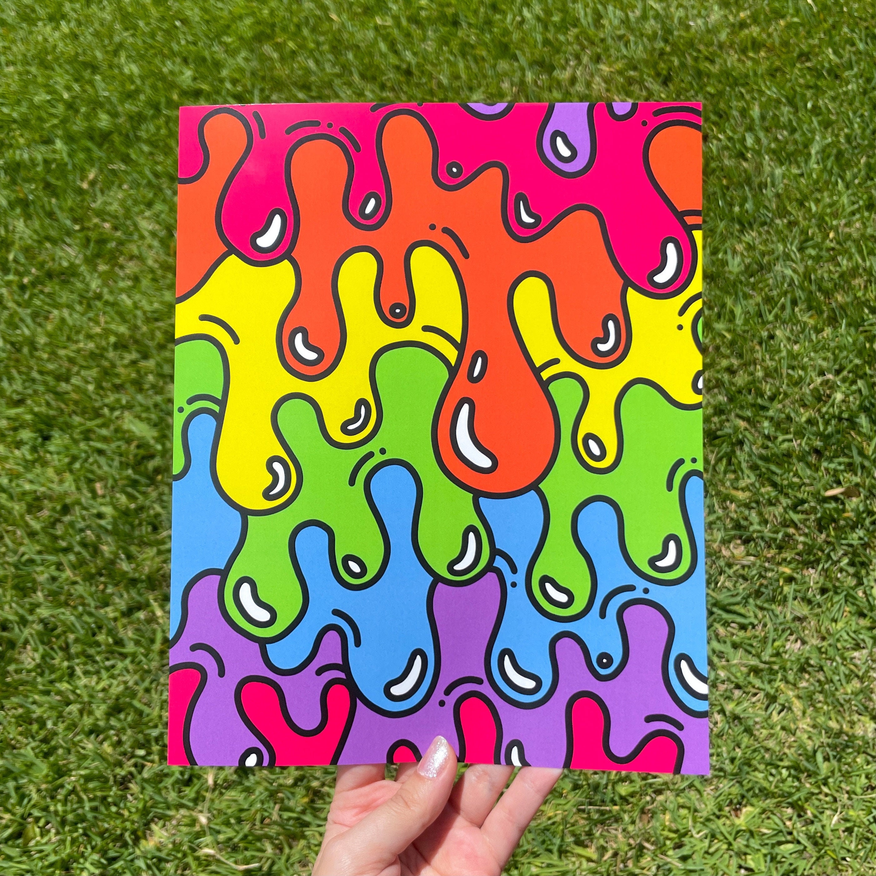 Rainbow Drip Art Print 8x10 Etsy