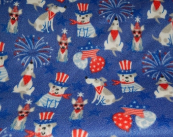 USA Patriotic Dog Print Fleece Dogs Coat Snood collar Doberman PJs Red White Blue Pattern Pit Bull Great Dane Patriotic Doggies pajamas