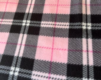 Pink Black Plaid Print Fleece Dog Coat Warm Doberman Checkered Pattern Pit Bull Check Pet Sweater Pjs