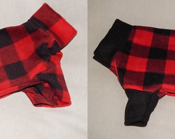 READY TO SHIP Red and Black Plaid Print Fleece Dog Coat Pet snood Collar Buffalo Plaid Checker Pattern Warm  Doberman Sweater Pitbull New