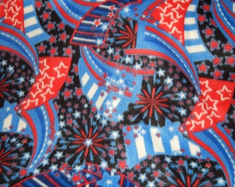 Patriotic Stars Stripes Swirls Print Fleece Dog Coat Warm Doberman Pajamas Red White Blue Pattern Pit Bull Fireworks Great Dane PJs Dobies