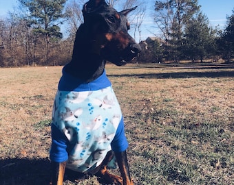 Baby Shark Fleece Dog Coat  Covers Chest Doberman Pet Sweater PJs Hammerhead Great White Print pajamas