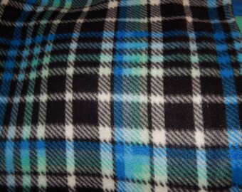 Blue & Teal Plaid Fleece Dog Coat with Sleeves and Covers Chest Pet Sweater Doberman Pjs
