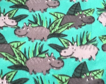 Hippo Print Fleece Dog Coat Snood collar Doberman warm pet clothing Pit Bull Hippos Print