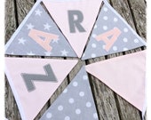 Blush Pink Personalised Bunting, Girl 39 s Bunting, birthdays, newborn, baby shower, nursery decor