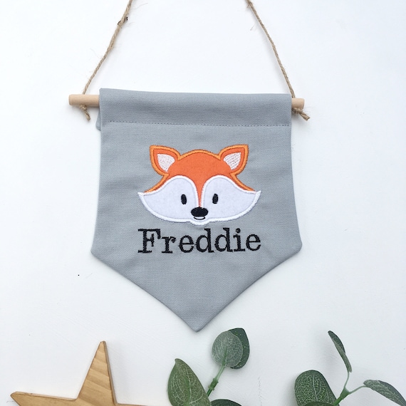 Personalised Fox Pennant  Flag, woodland decor