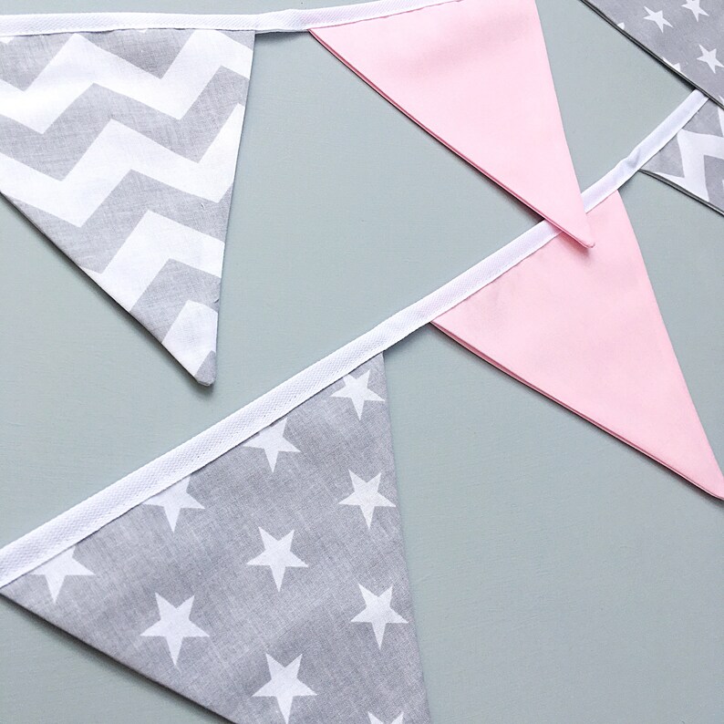 Grey & Pink Bunting Nursery Bunting Baby Girl Bunting Etsy UK