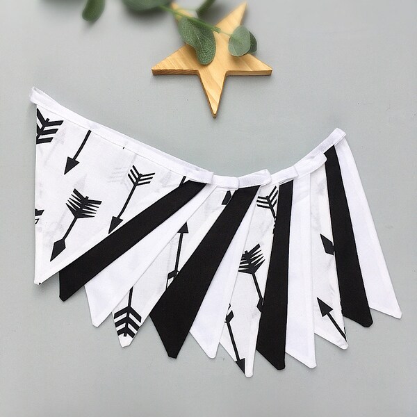 Black & white Tribal bunting, monochrome bunting, nursery decor