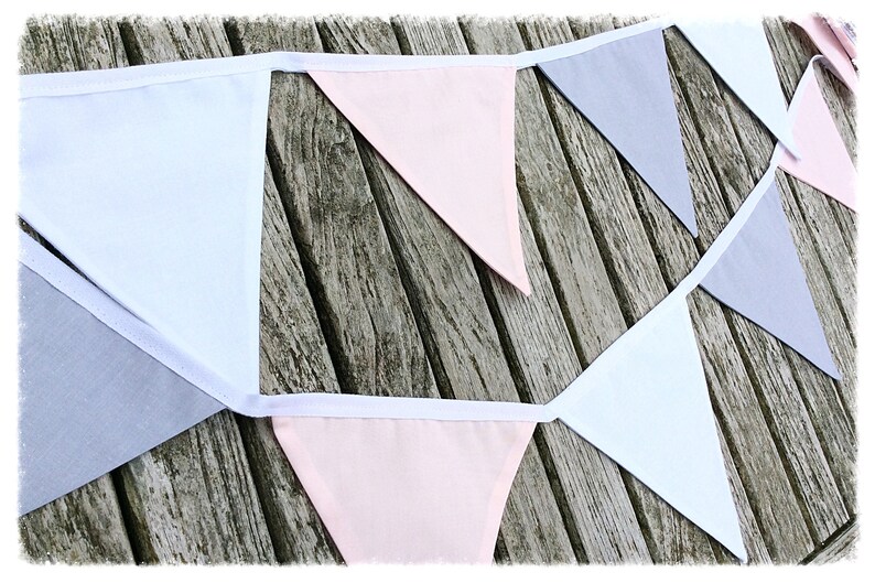 Blush Pink & grey bunting fabric bunting cotton bunting Etsy