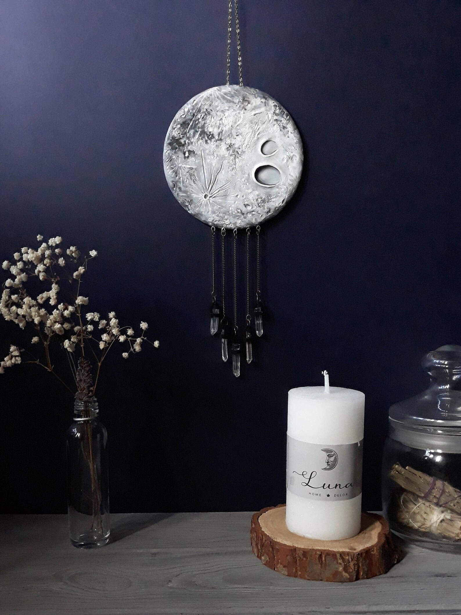 Crystal Moon Wall Hanging Witchy Decor Full Moon Wall - Etsy