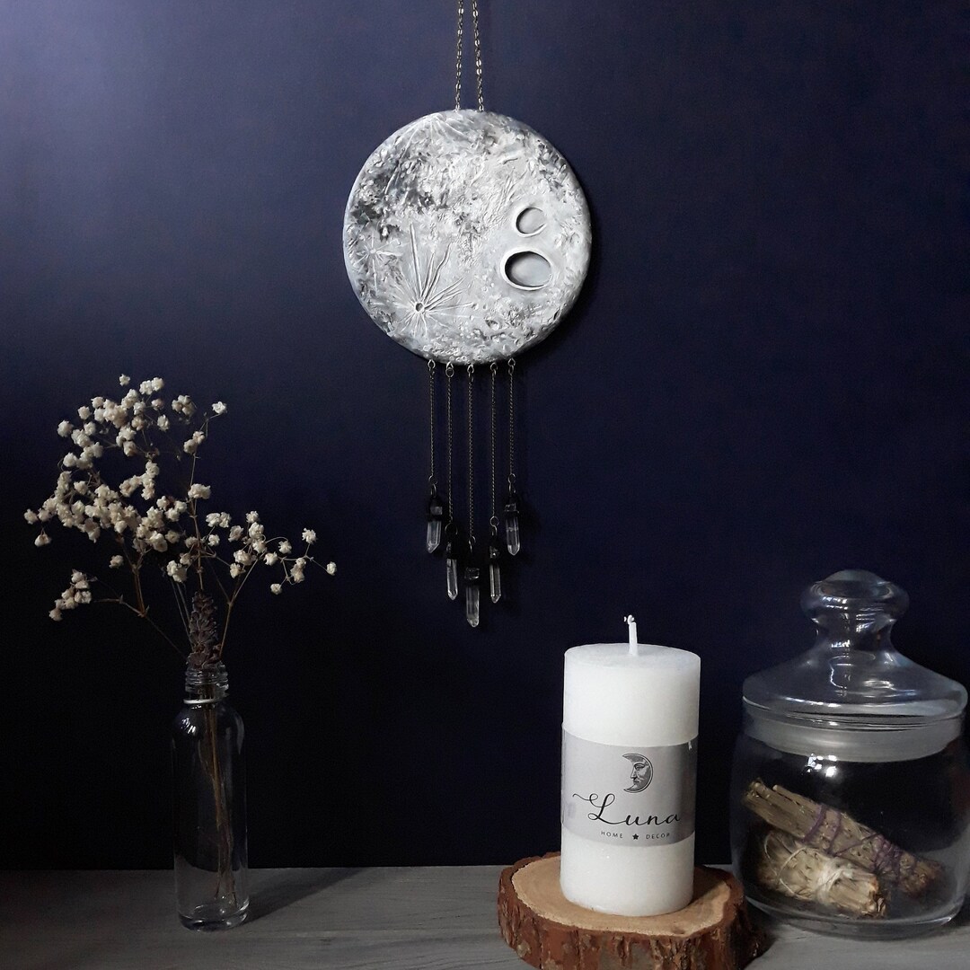 Crystal Moon Wall Hanging || Witchy Decor || Full Moon Wall Decor ...