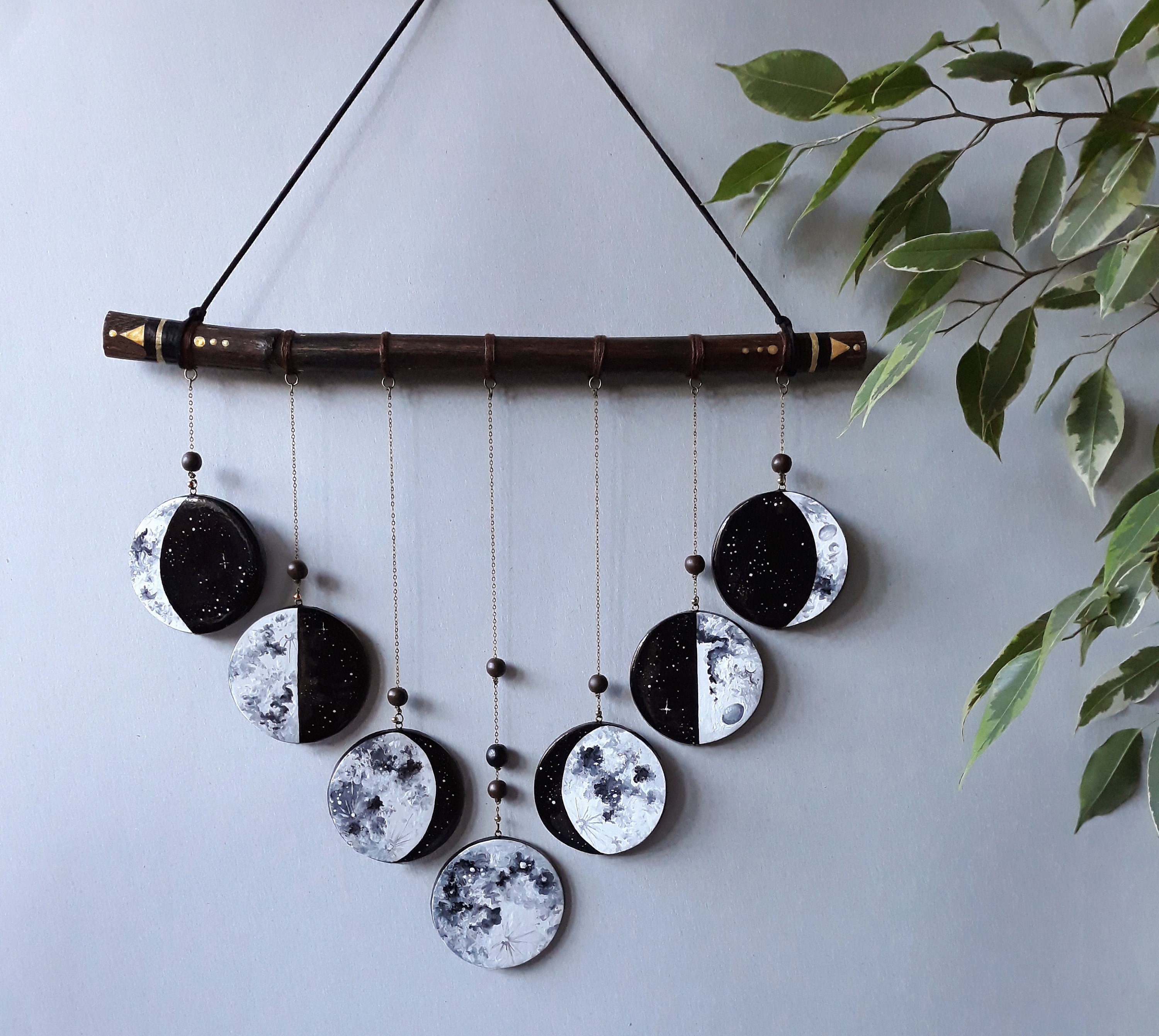 Phases Of The Moon Moon Wall Hanging Decor Black And Etsy Uk