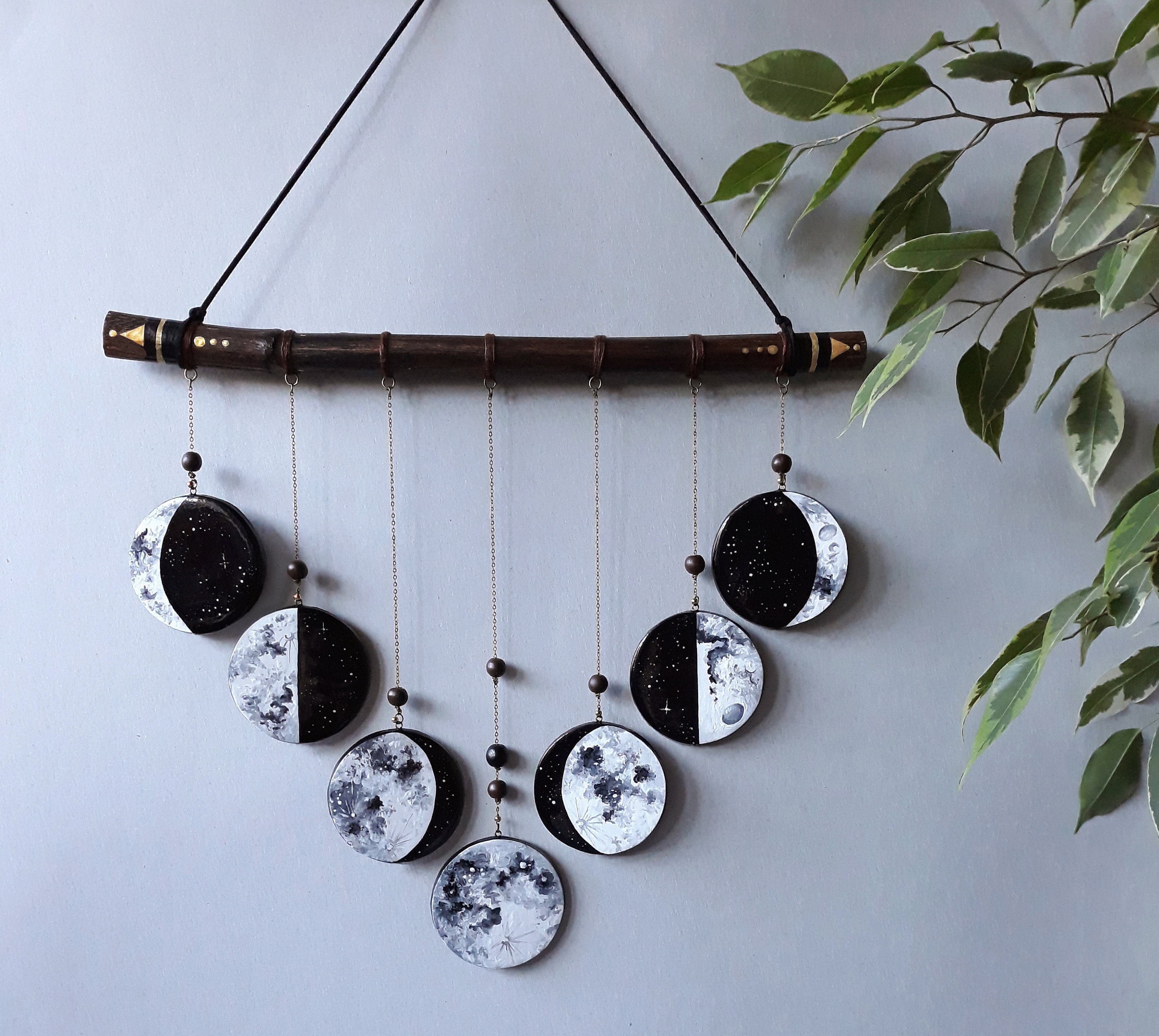Phases of the Moon Moon Wall Hanging Decor Black and Etsy UK
