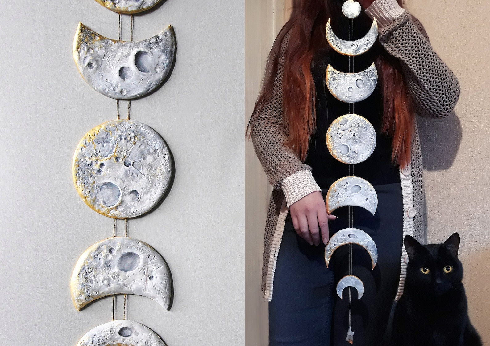 Lunar Decor Moon Phases Wall Hanging Moon Phase Garland Moon Etsy