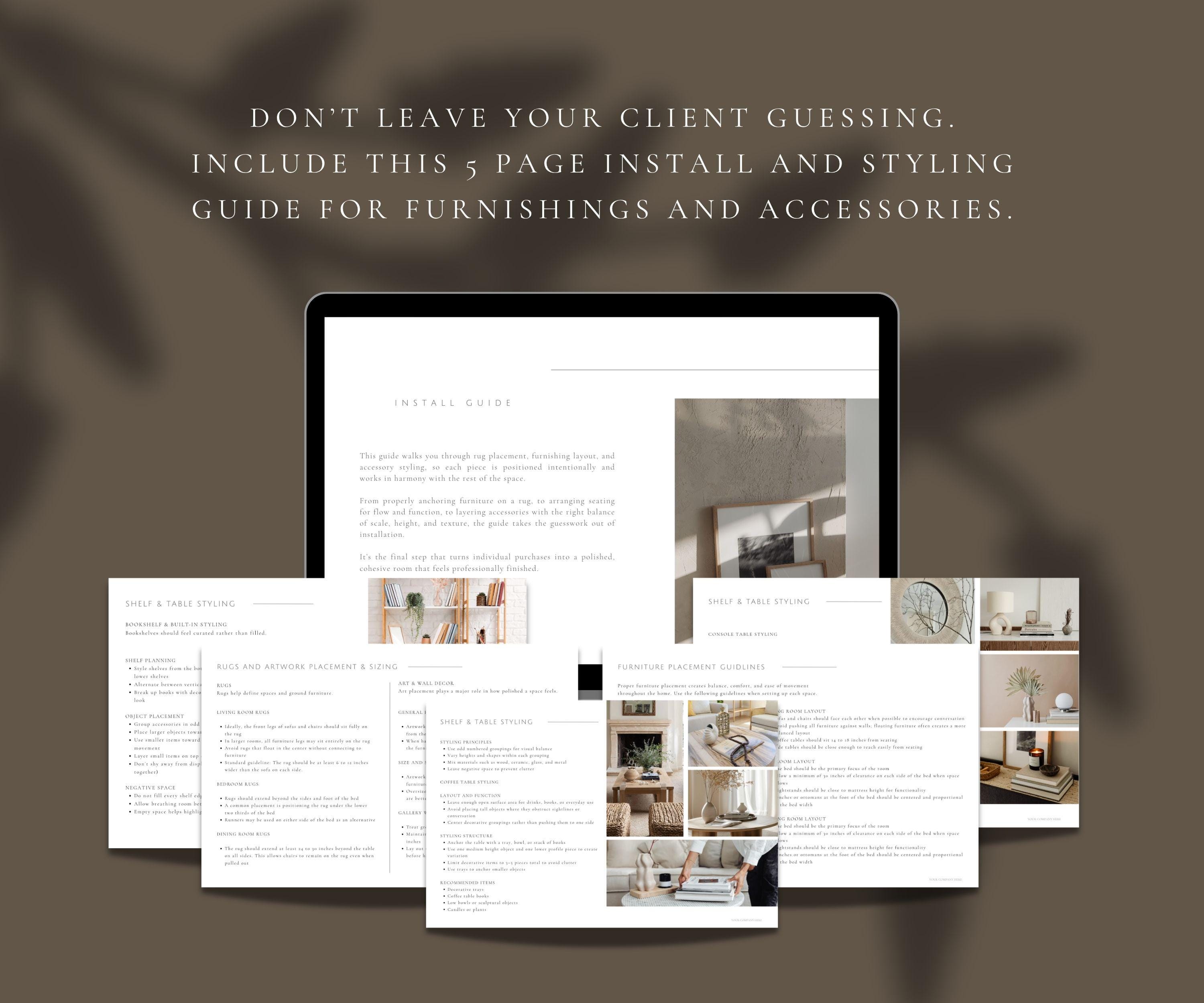 Interior Design Shopping List Template | Client Install Guide (digital ...
