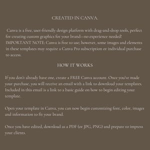 Instructions for digital download of an interior design presentation template in canva