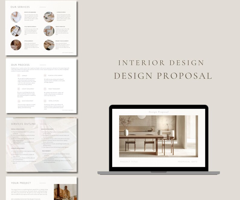 Interior Design Proposal Template for Canva | Instant Download - Etsy